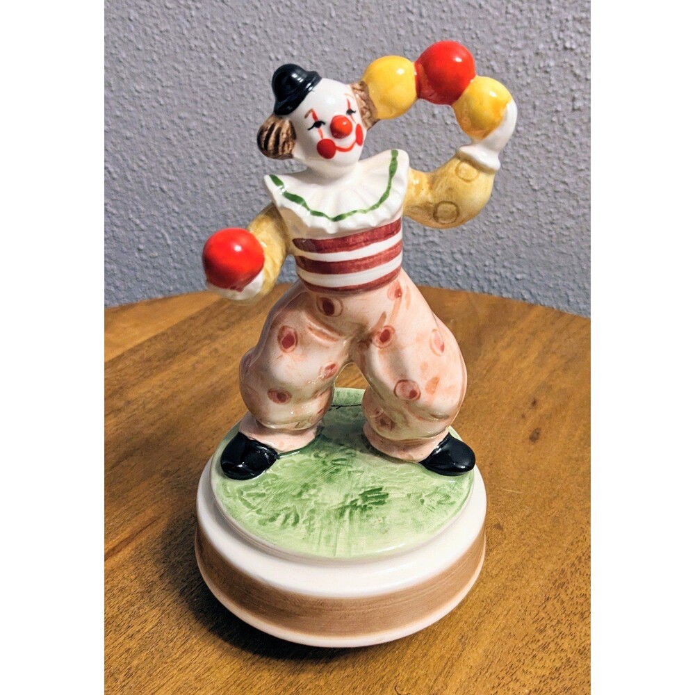Schmid Be A Clown #377 Porcelain Rotating Music Box Vintage 6" Japan Flawless